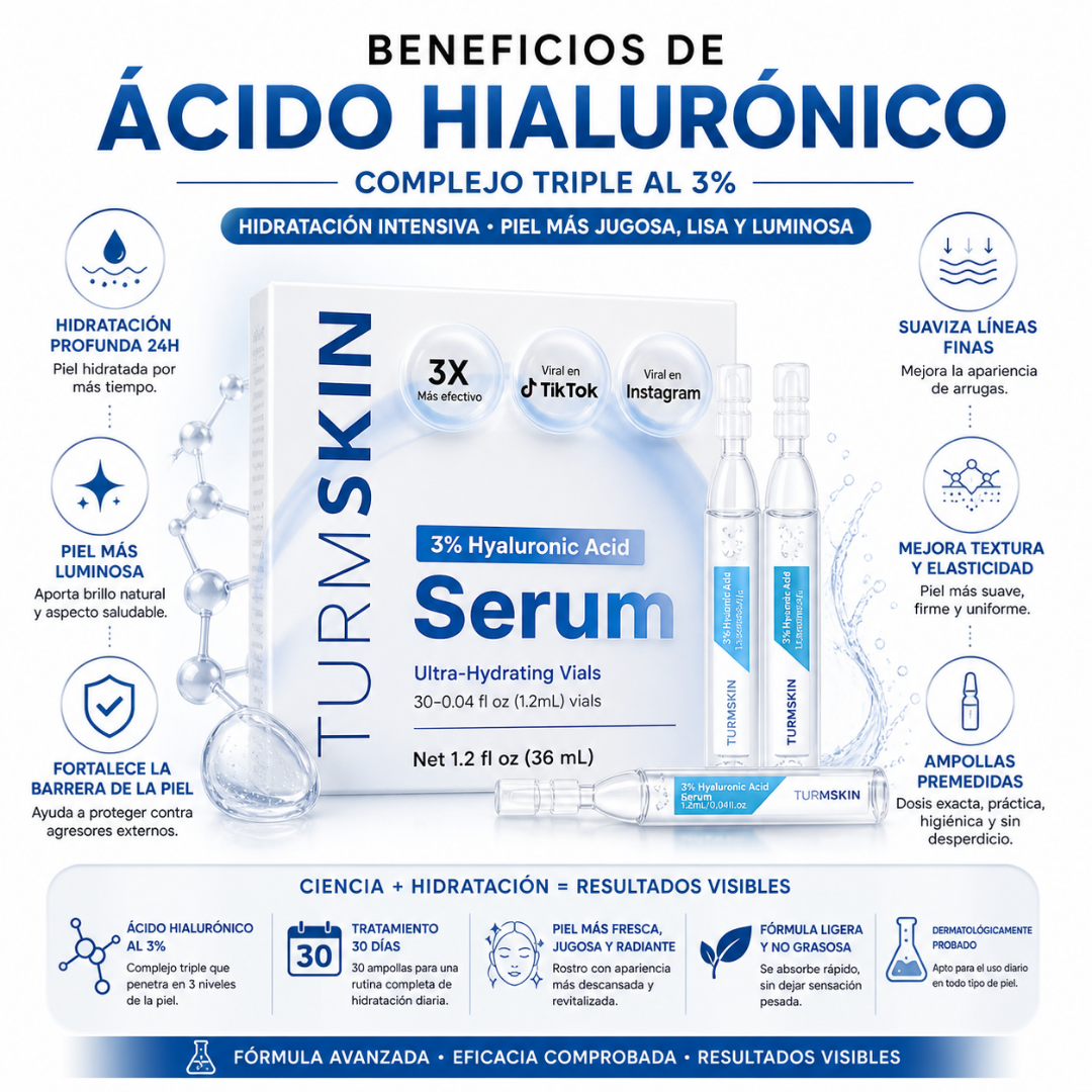 Ampollas x30 de Suero de Ácido Hialurónico - Hidratación 24h