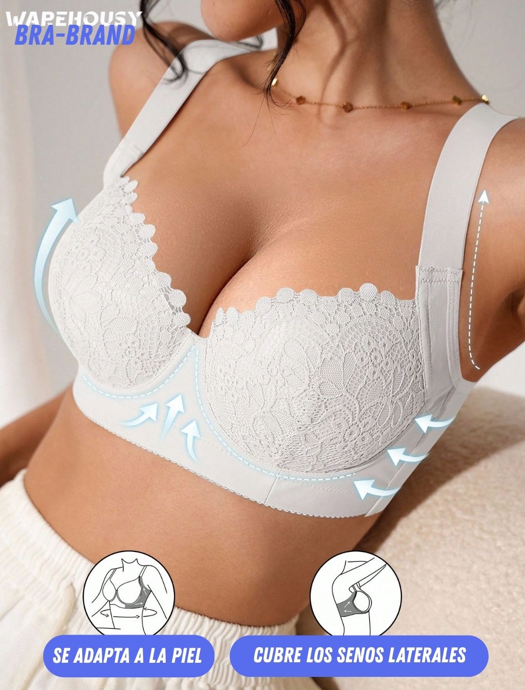 BRA WAREHOUSY - Lencería push-up con patrón de encaje.