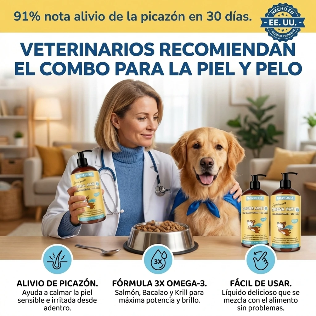Suplemento de aceite de salmón Natural Premium 100% para perros - Omega Max