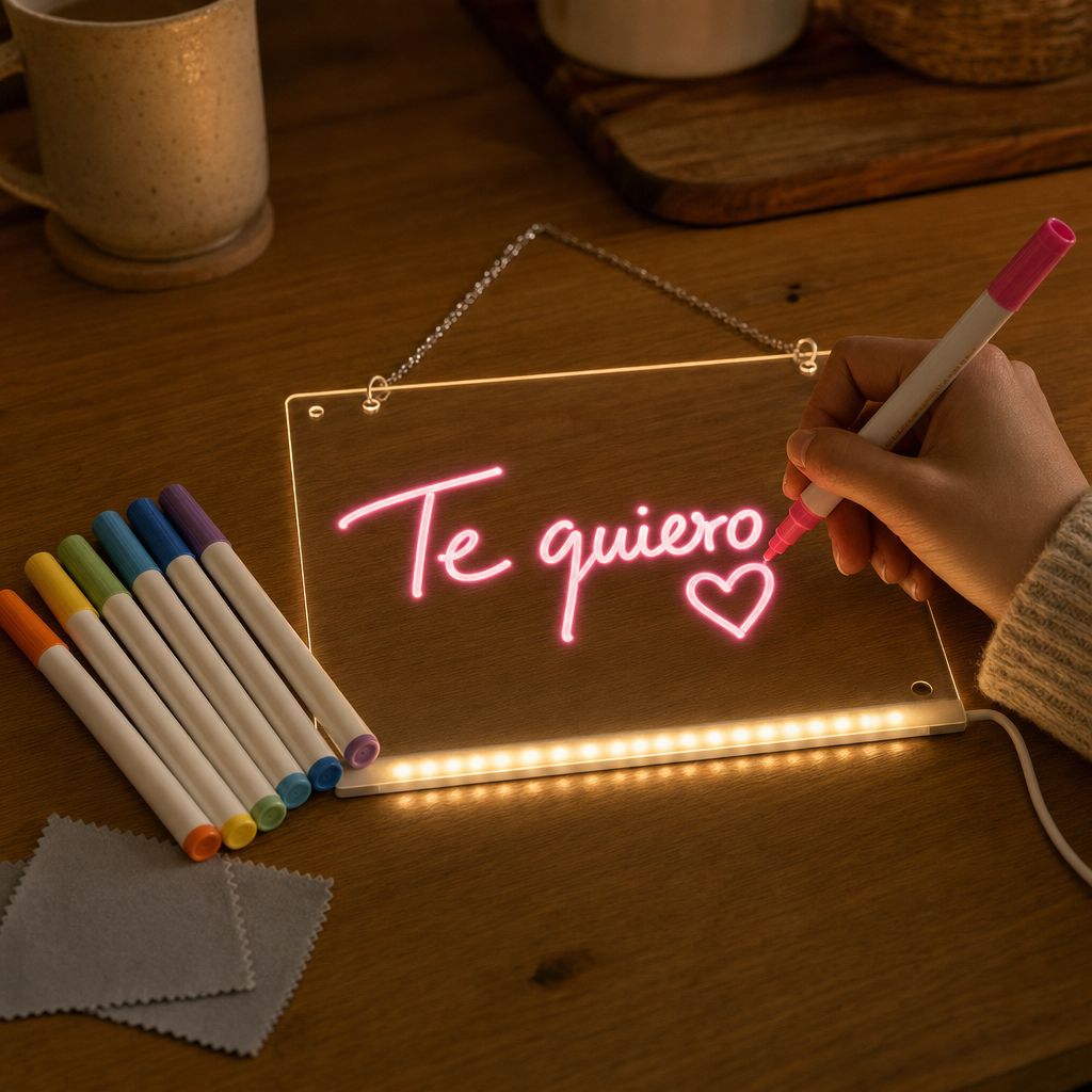 Mano escribiendo Te quiero en LUMA