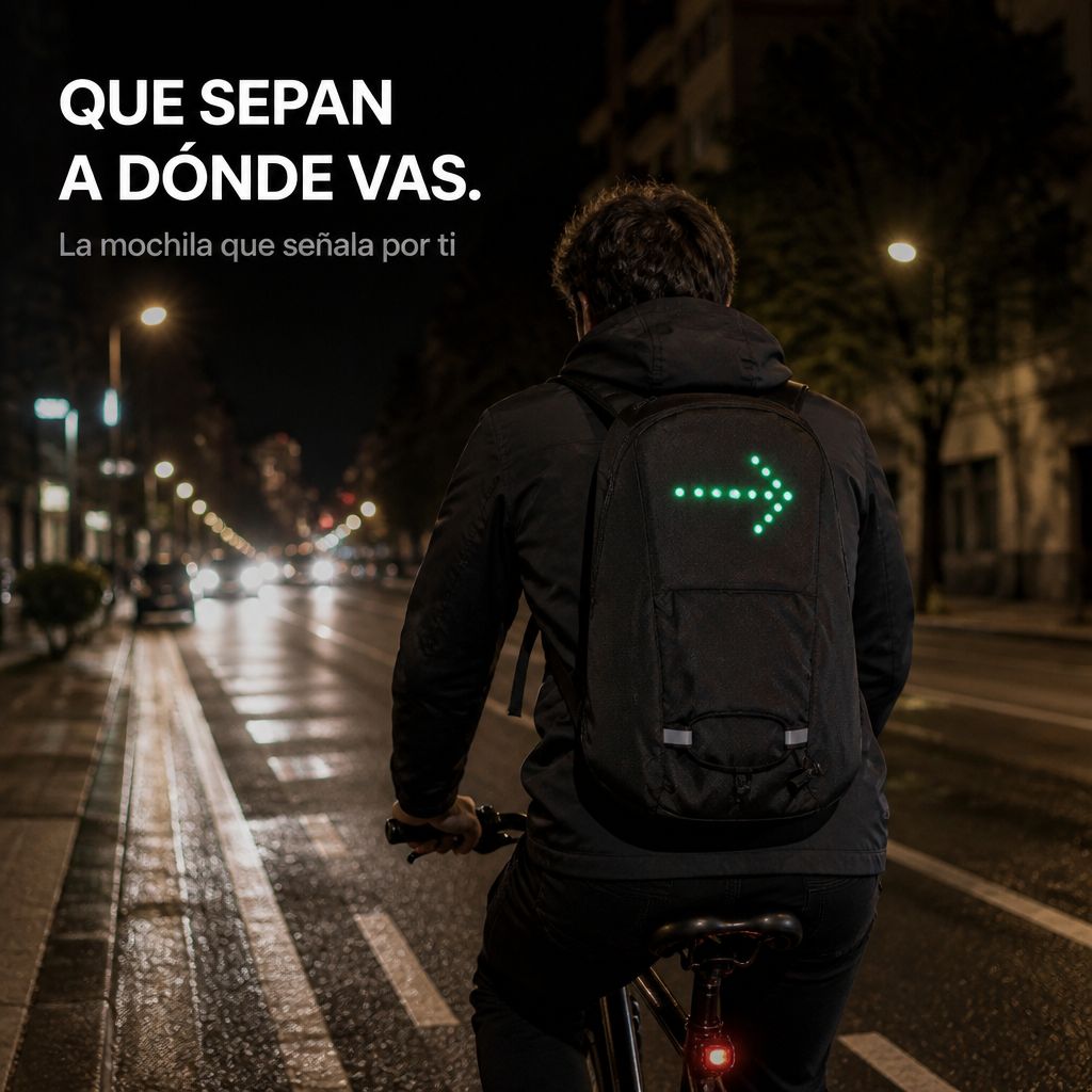 Rumbo, mochila con direccionales LED