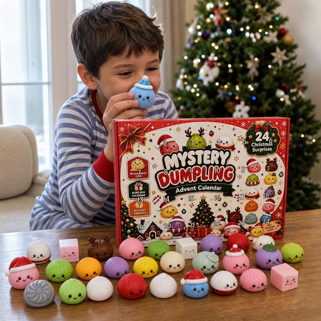 Niño feliz con su squishy del día