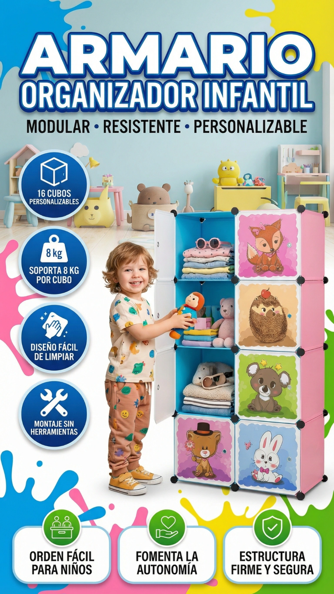 Armario Organizador de dos Cuerpos para Niños