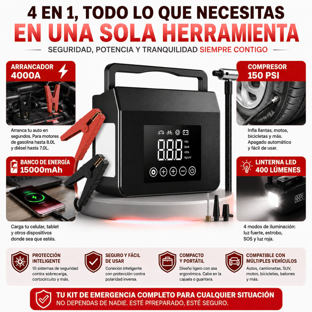 Arrancador de Autos Multifuncional 4000 A