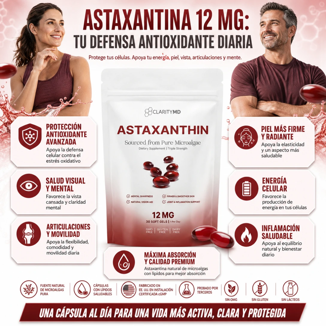 Astaxantina Suplemento Antioxidante de 12 mg