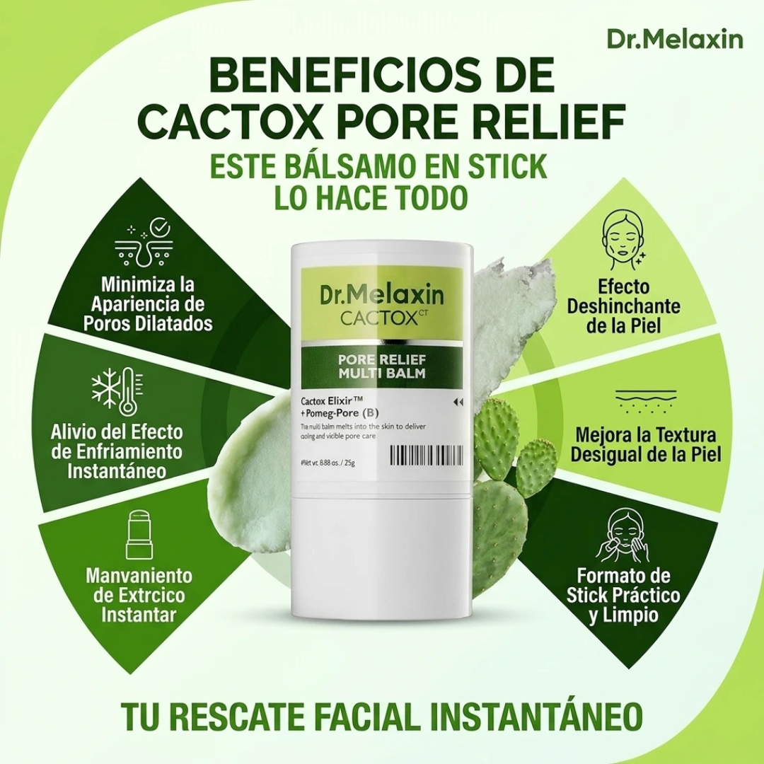 Bálsamo en Barra Cactox Pore Relief Reduce la Piel Hinchada y los Poros Dilatados