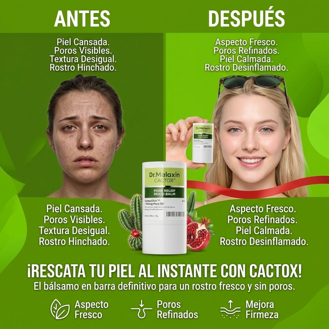 Bálsamo en Barra Cactox Pore Relief Reduce la Piel Hinchada y los Poros Dilatados