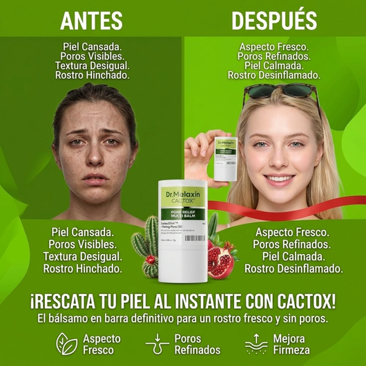 Bálsamo en Barra Cactox Pore Relief Reduce la Piel Hinchada y los Poros Dilatados