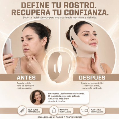 Banda Escultora Facial con Infusión de Colágeno