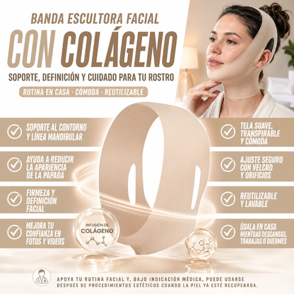 Banda Escultora Facial con Infusión de Colágeno