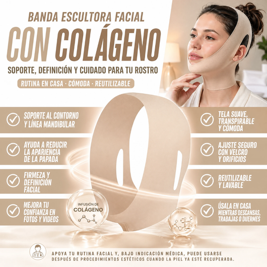 Banda Escultora Facial con Infusión de Colágeno