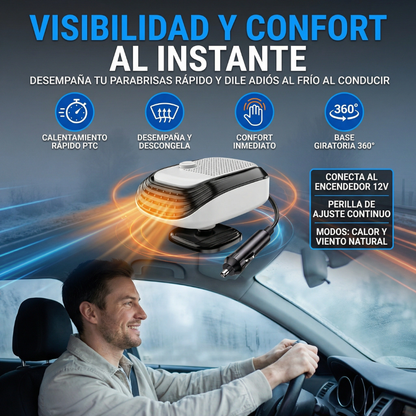 Calefactor para carro acondicionador frio y caliente desempañante.
