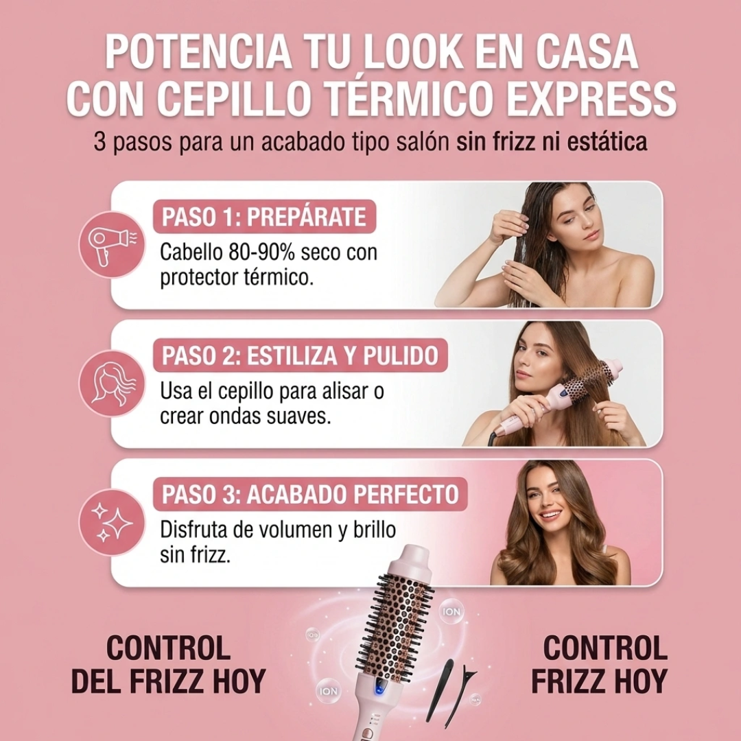 Cepillo Redondo Térmico Express - Reduce frizz/estática en menos tiempo
