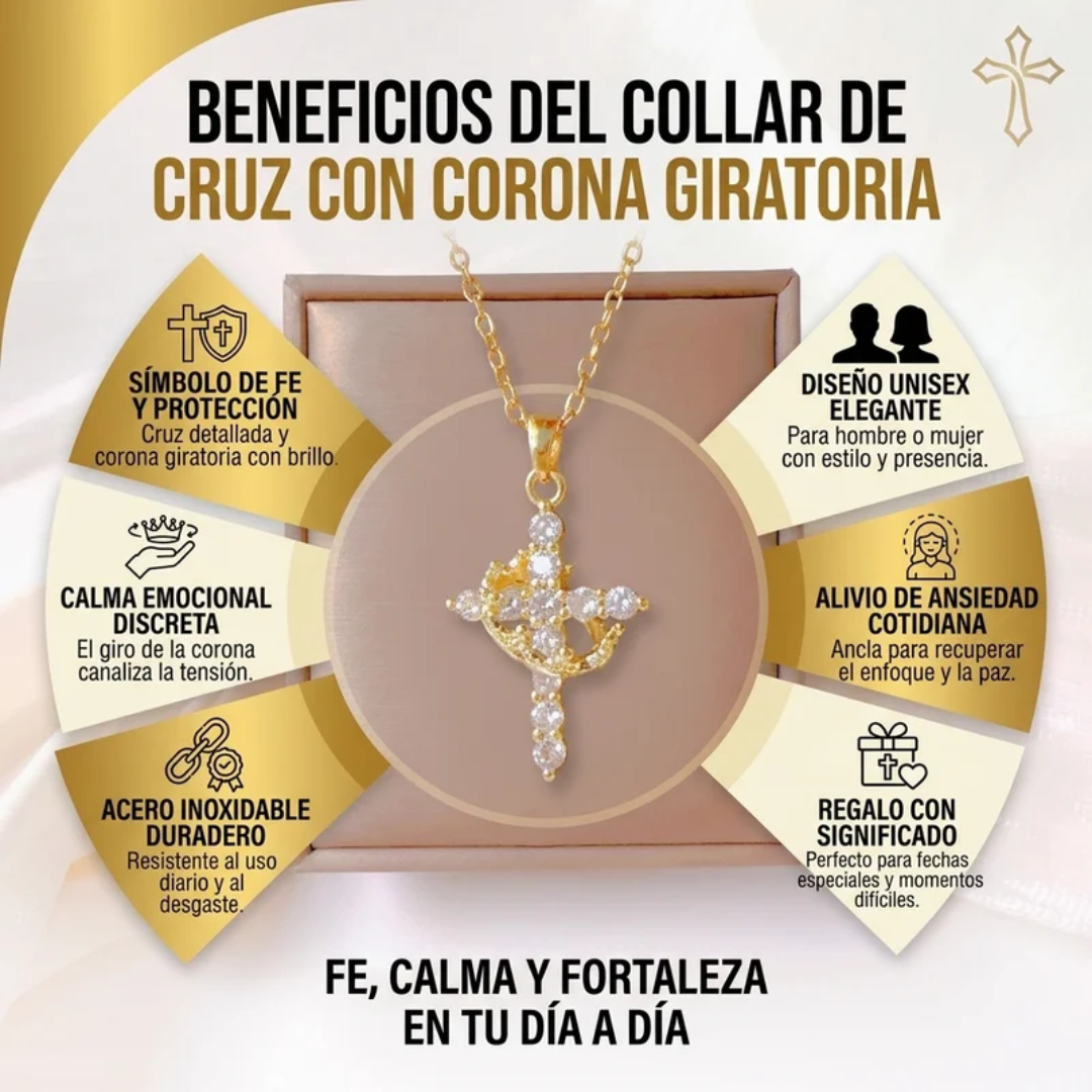 Collar de Gargantilla con Colgante de Cruz y Corona