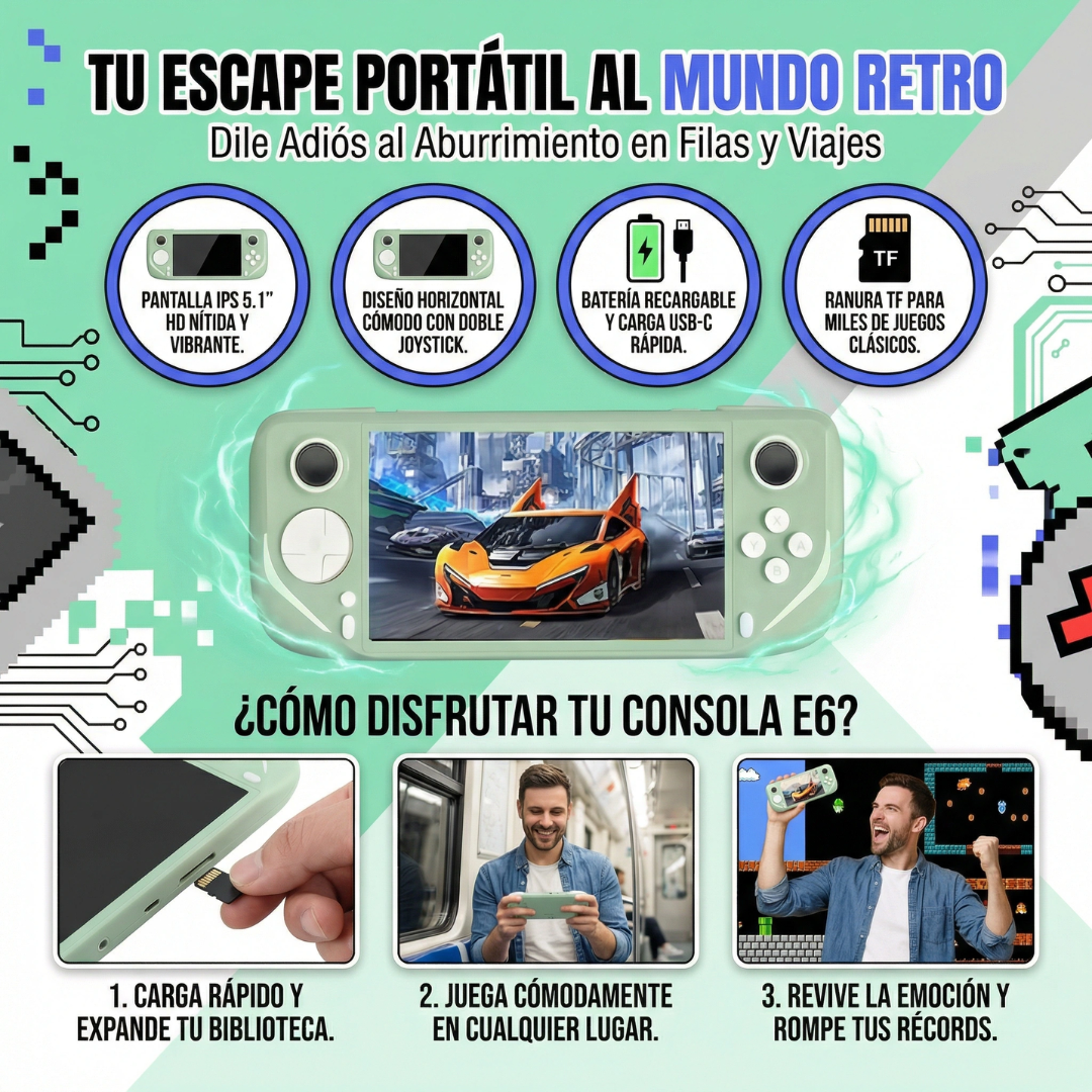 Consola portátil E6 para juegos PSP