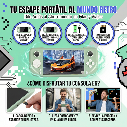 Consola portátil E6 para juegos PSP