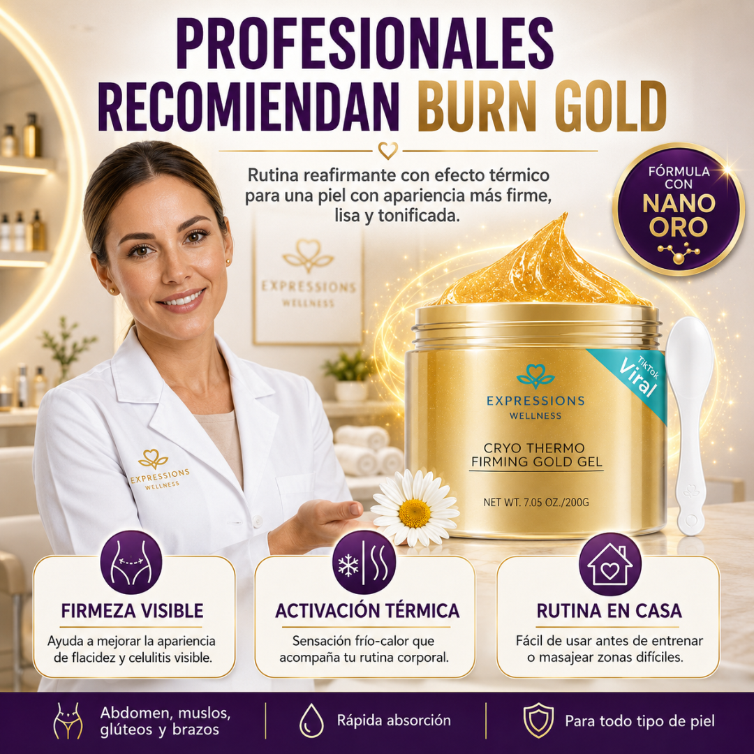Crema de Masaje Reafirmante y Escultora para Celulitis Burn Gold uso de 15 días