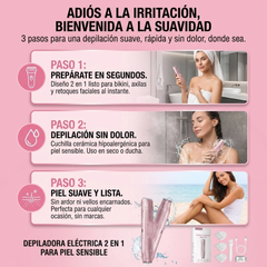 Depiladora Eléctrica Multifuncional 2 en 1 Recargable Recortadora de Bikini para Mujer