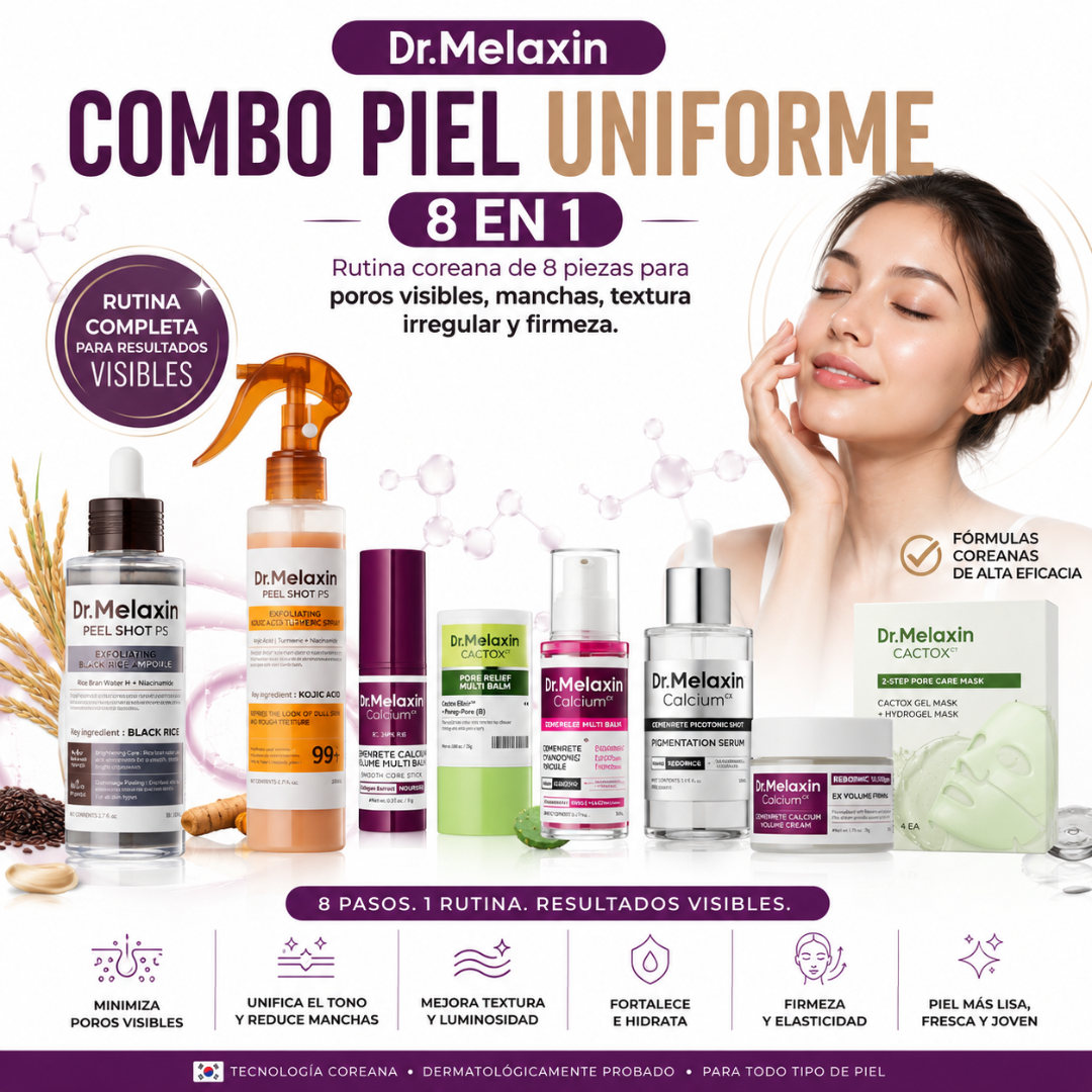 Dr. Melaxin Combo Piel Uniforme: Rutina coreana de 8 piezas