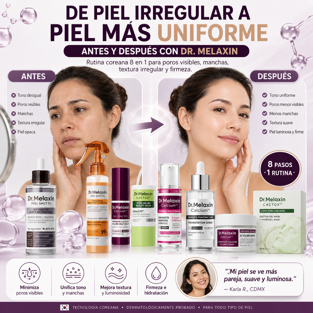 Dr. Melaxin Combo Piel Uniforme: Rutina coreana de 8 piezas