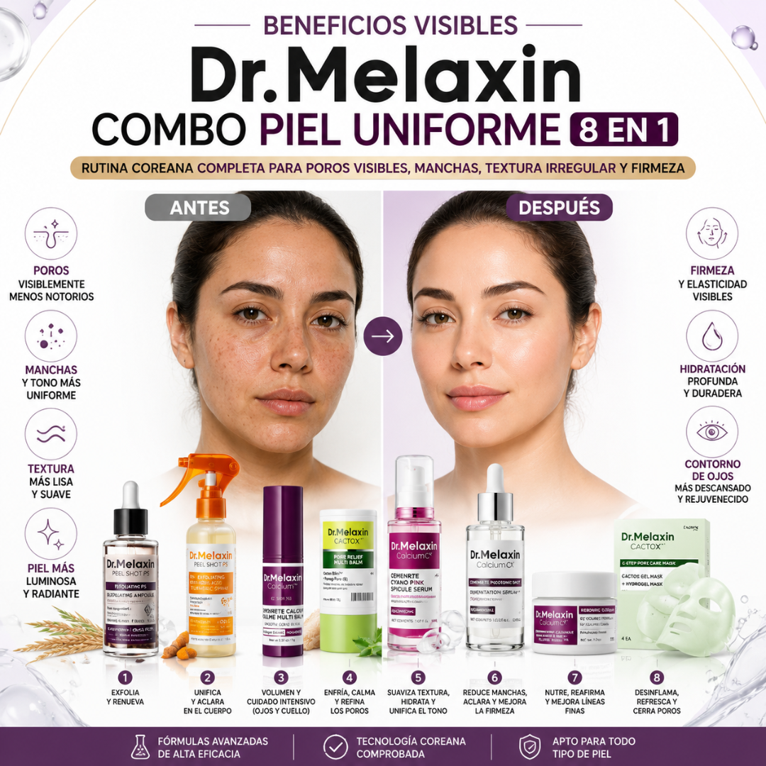 Dr. Melaxin Combo Piel Uniforme: Rutina coreana de 8 piezas