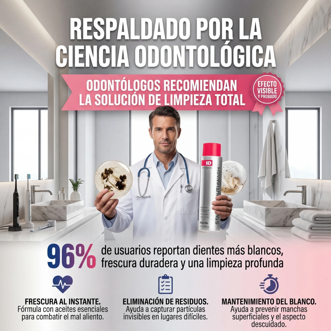 Enjuague Bucal Blanqueador de Manchas, Elimina la Suciedad para un Aliento Fresco