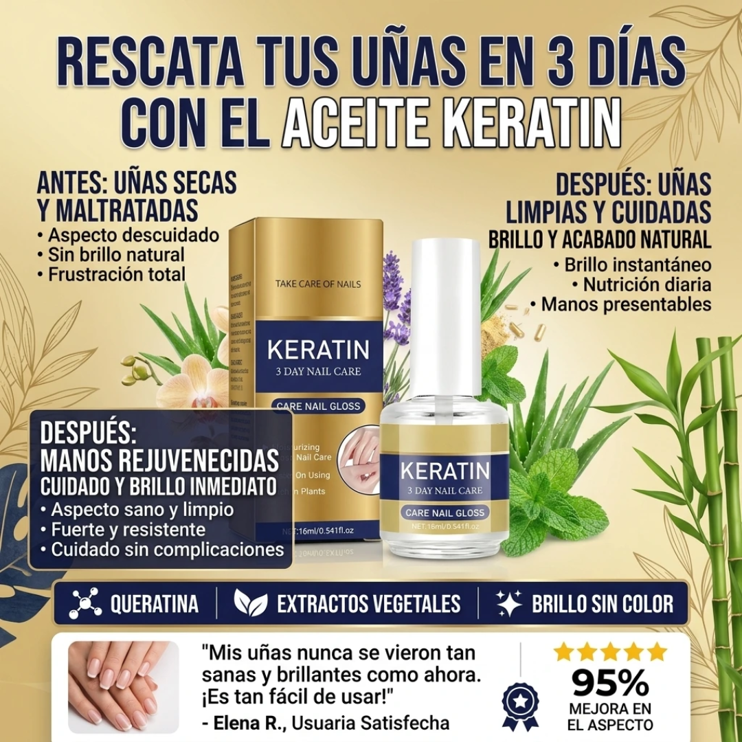 Acondicionador de queratina para uñas, 3 días para una renovación total.