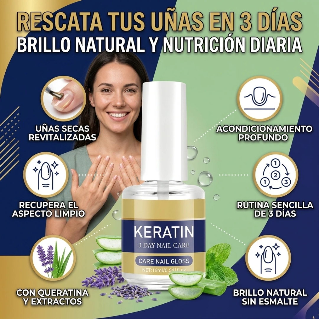 Acondicionador de queratina para uñas, 3 días para una renovación total.