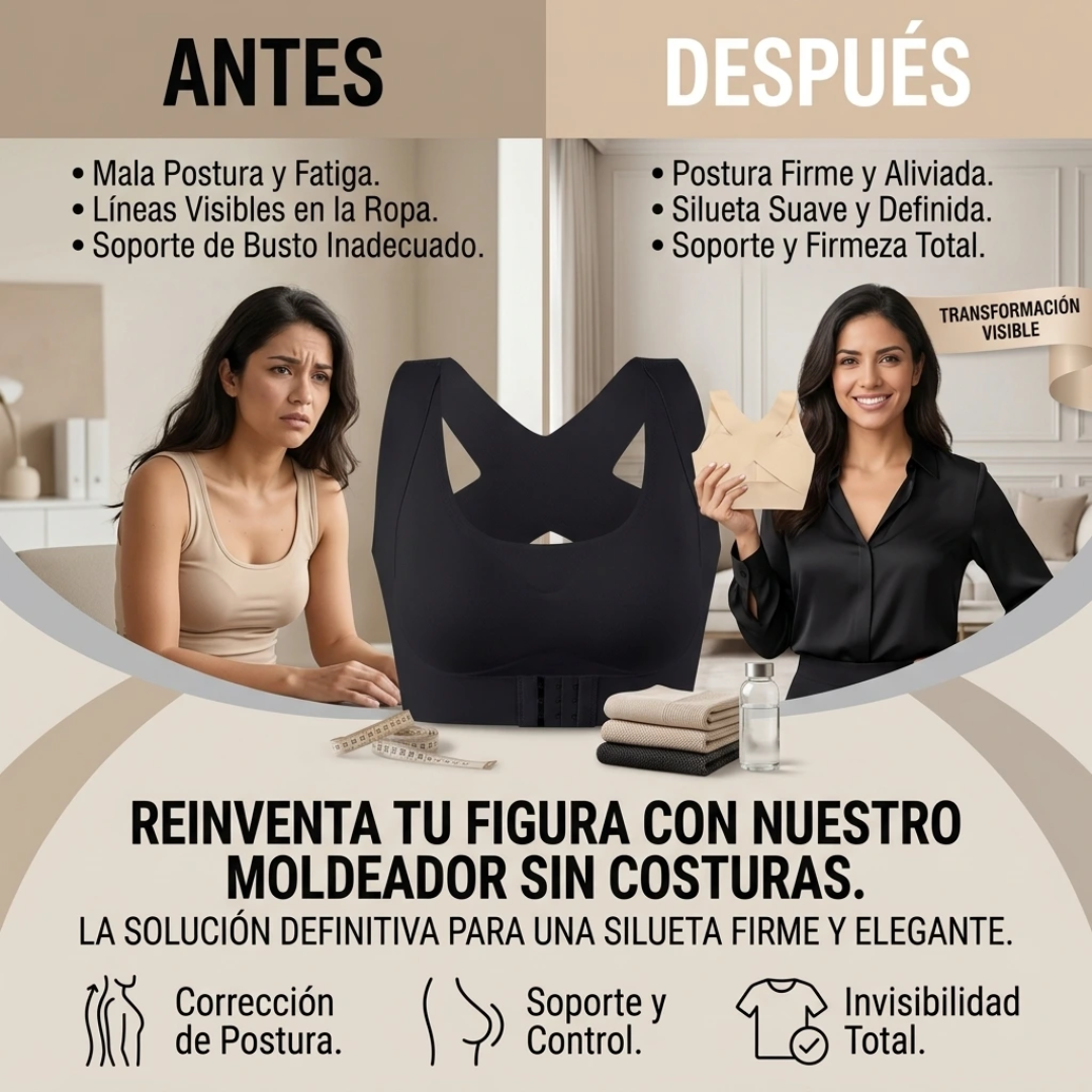 Faja Correctora de Postura Sin Costuras con Sujetador Push-Up para Mujer