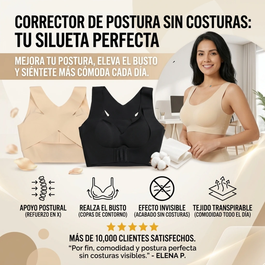 Faja Correctora de Postura Sin Costuras con Sujetador Push-Up para Mujer