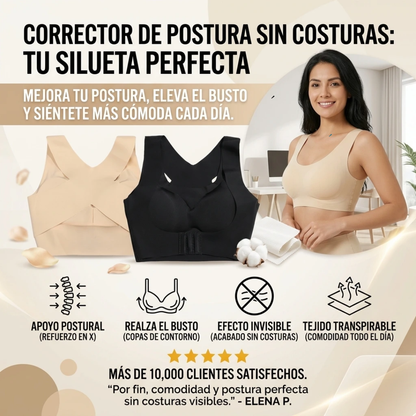 Faja Correctora de Postura Sin Costuras con Sujetador Push-Up para Mujer