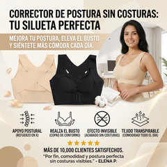Faja Correctora de Postura Sin Costuras con Sujetador Push-Up para Mujer
