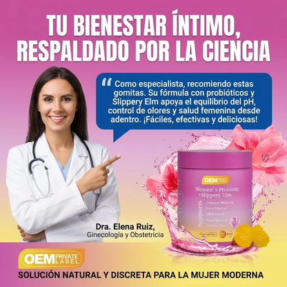 Gomitas de Probióticos Femeninos para Mujeres - Promueve el Equilibrio del PH, la Salud Intestinal y el Apoyo Inmunológico, Sabor a Piña, 60 Gomas