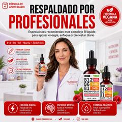 Gotas de vitamina B12 con B1, B3, B6, B9 recuperación total notable desde el segundo día.