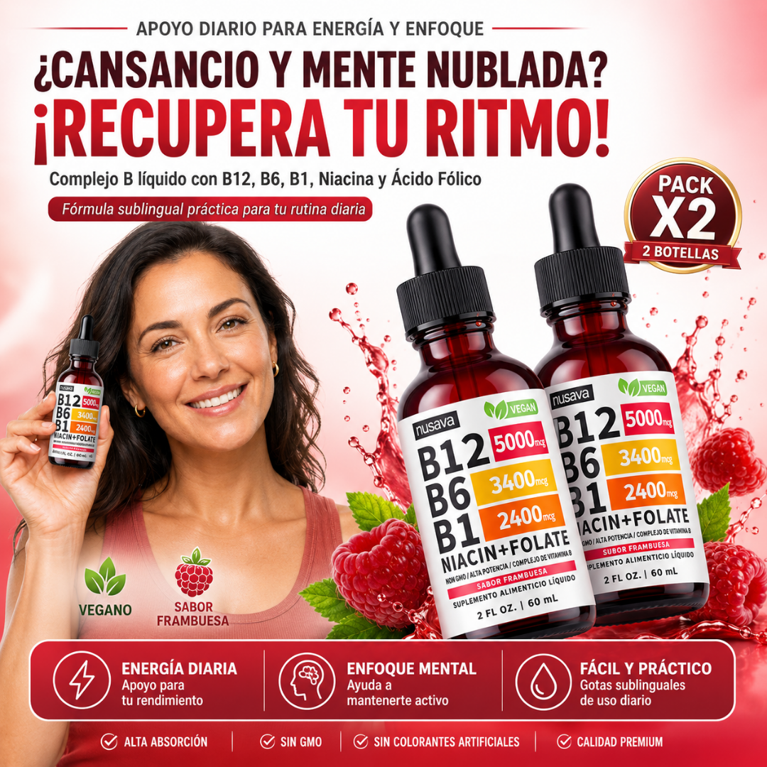Gotas de Vitamina B12 con B6, B1, Niacina y Ácido Fólico