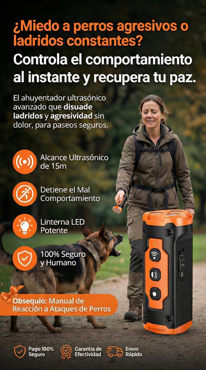Ahuyentador de perros ultrasónico de uso seguro para caninos
