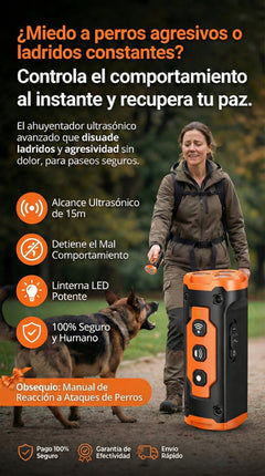 Ahuyentador de perros ultrasónico de uso seguro para caninos