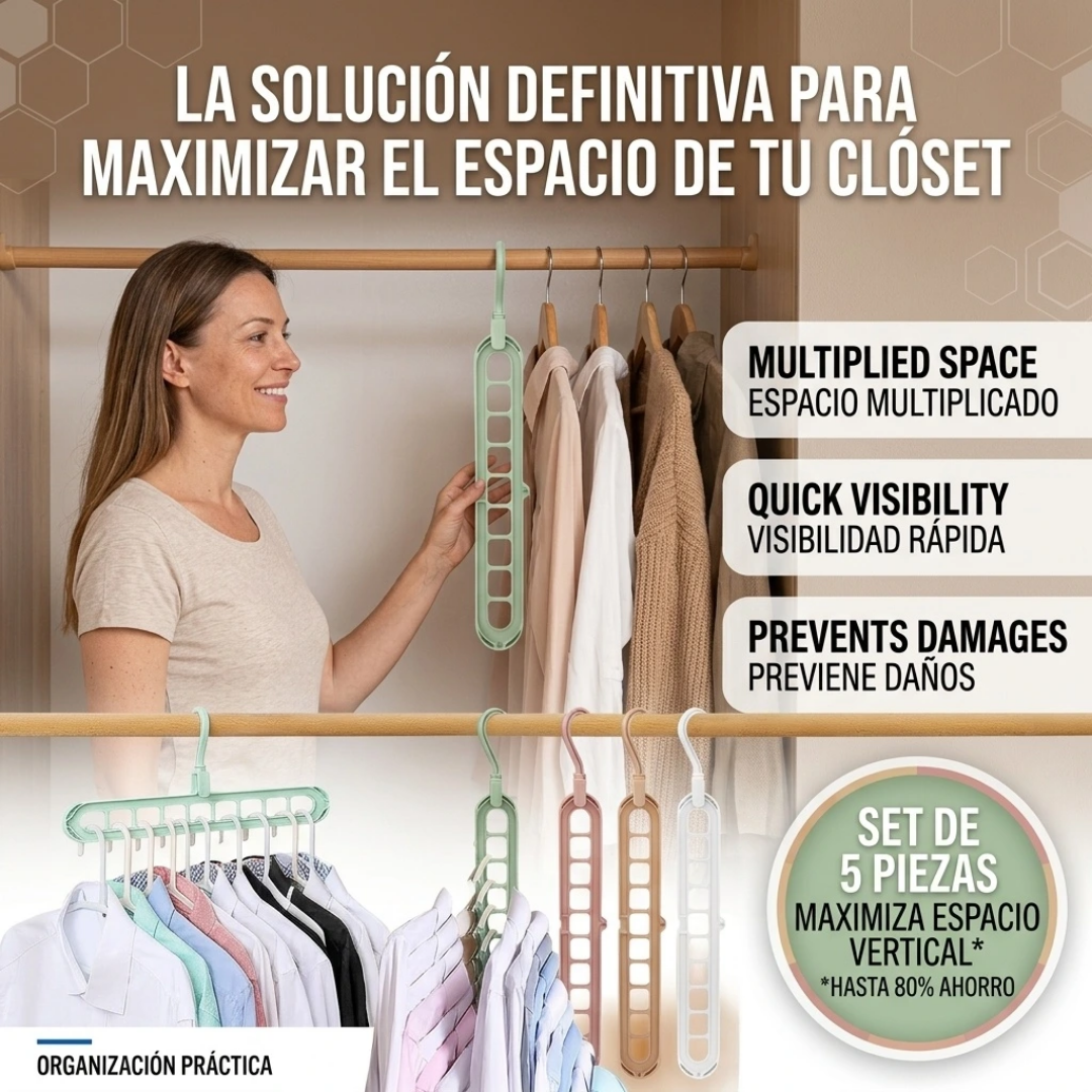 Juego de 5 Ganchos Organizadores Mágicos para Ropa