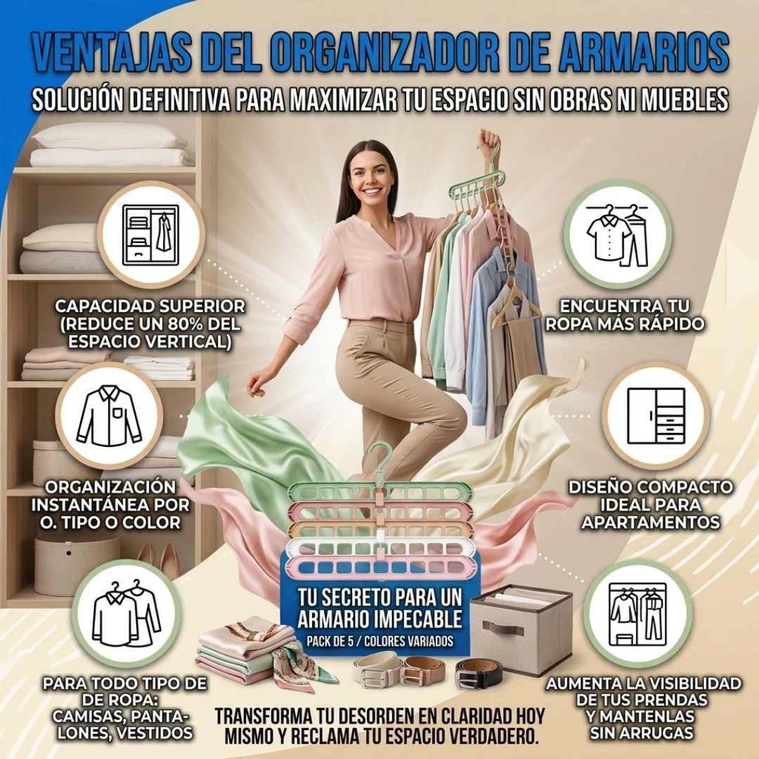 Juego de 5 Ganchos Organizadores Mágicos para Ropa