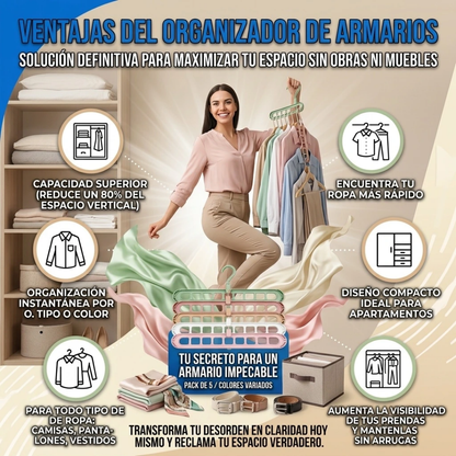 Juego de 5 Ganchos Organizadores Mágicos para Ropa