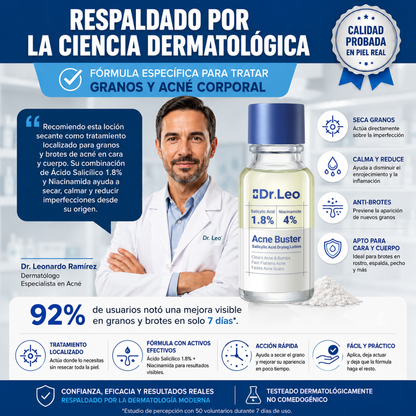Loción Secante para Granos y Acné Corporal Dr. Leo