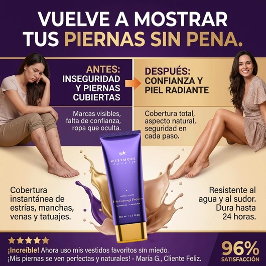 Perfeccionador de Cobertura Corporal – Maquillaje Impermeable para Piernas y Cuerpo