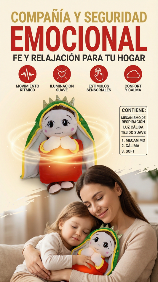 Peluche de la Virgen de Guadalupe con Función de Respiración y Luz