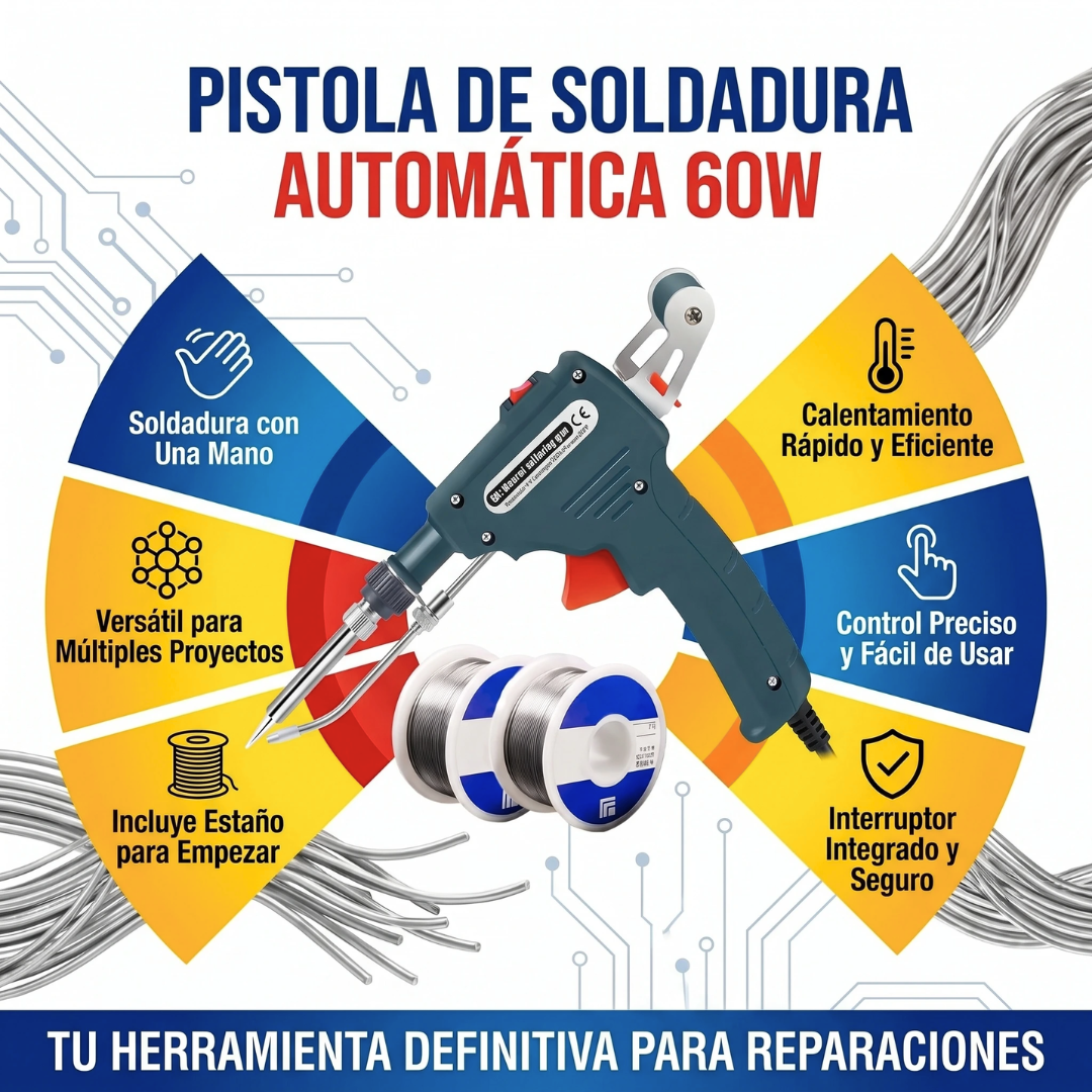 Pistola de Soldadura Eléctrica 60W + 2 rollos de estaño