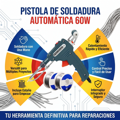 Pistola de Soldadura Eléctrica 60W + 2 rollos de estaño