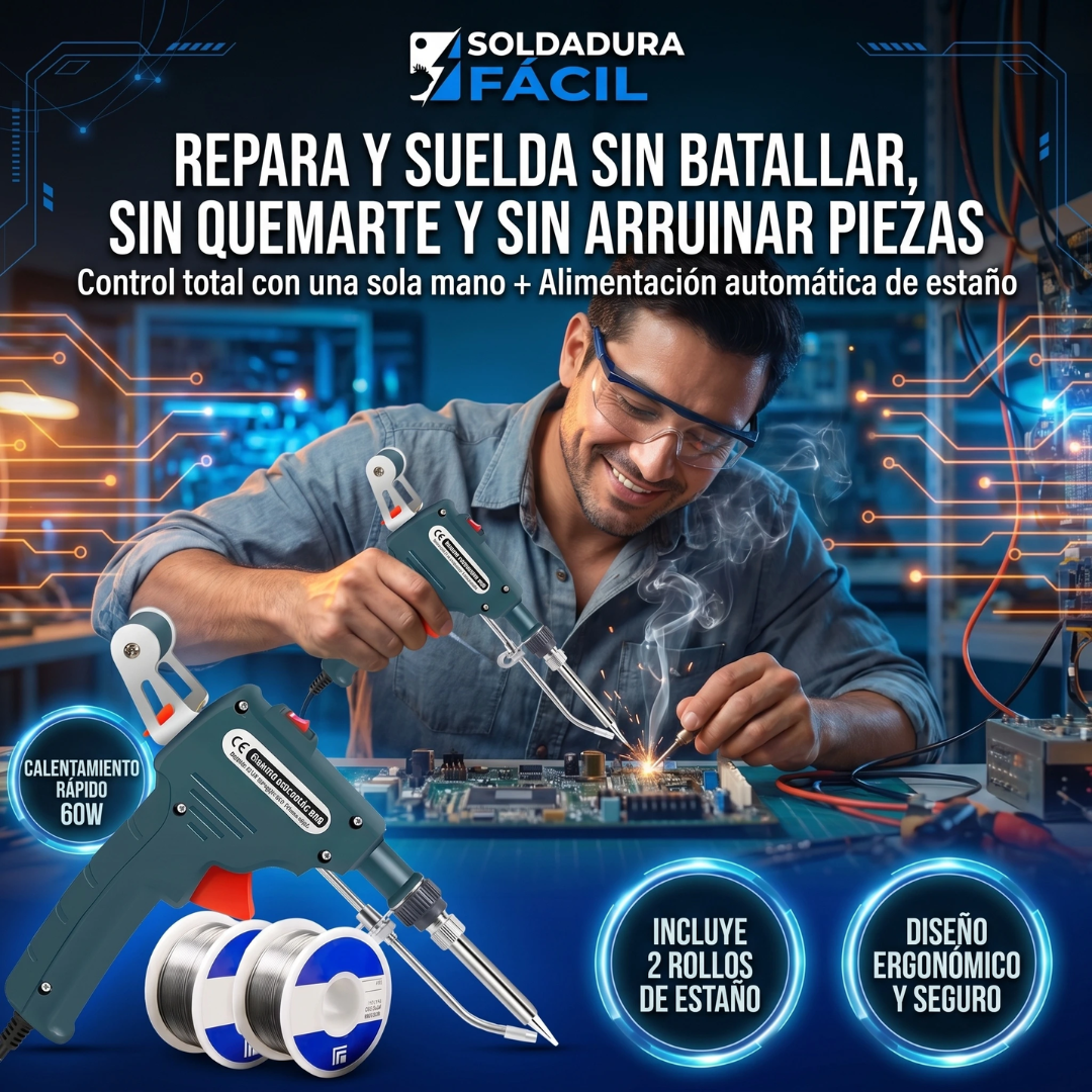 Pistola de Soldadura Eléctrica 60W + 2 rollos de estaño
