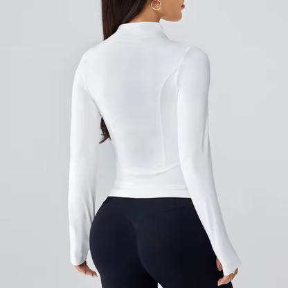 Chamarra deportiva con cremallera y cuello levantado