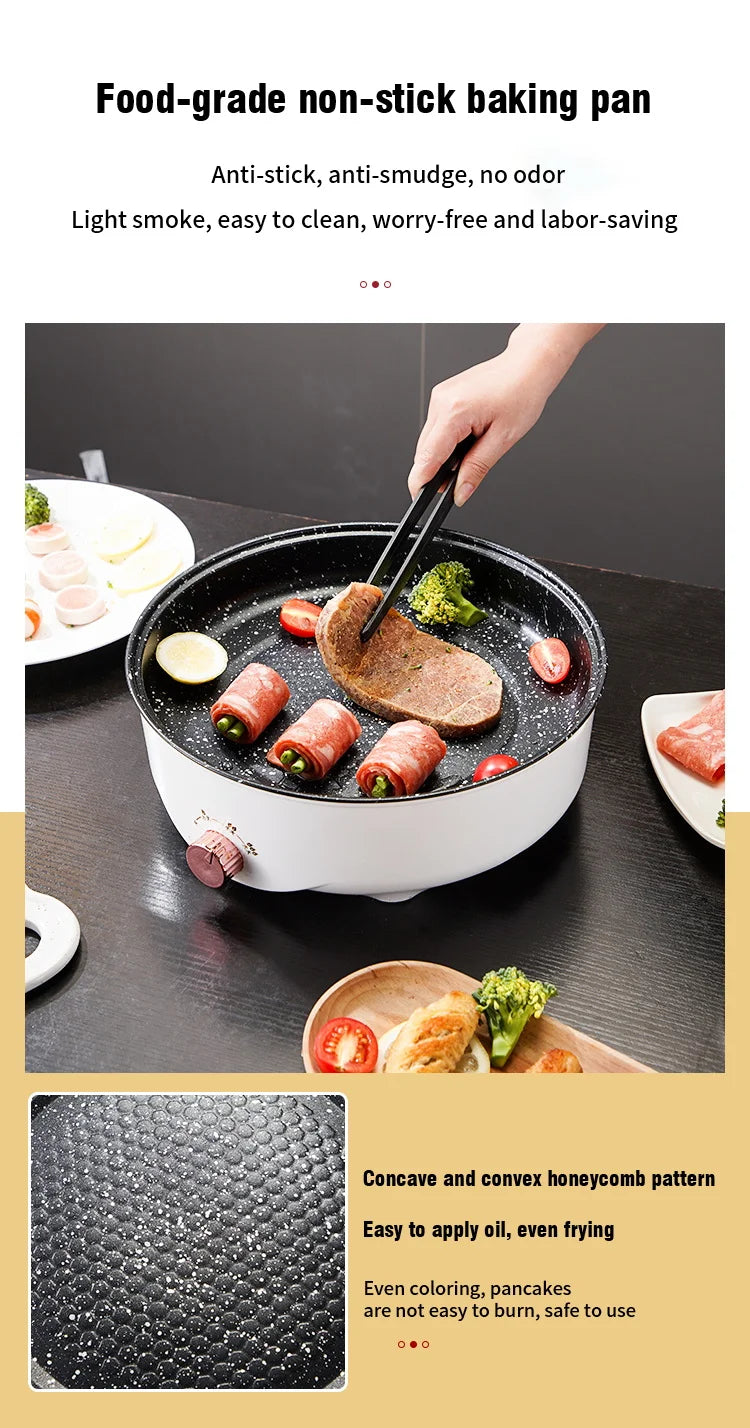 Electric MultiCooker Electric Frying Pan 220V Househould Barbecue Fried Steak Fish Omelette Frying Pan Non-stick Cooking Machine