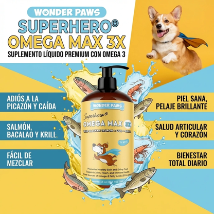 Suplemento de aceite de salmón Natural Premium 100% para perros - Omega Max