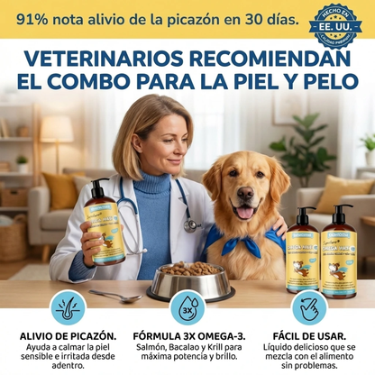 Suplemento de aceite de salmón Natural Premium 100% para perros - Omega Max
